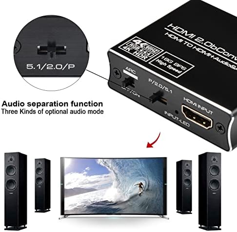 A 4K@60Hz Audio Extractor Splitter HDR 5.1 a-Arc Hdmi 2.0, hogy Toslink Spdif Átalakító Adapter GE6