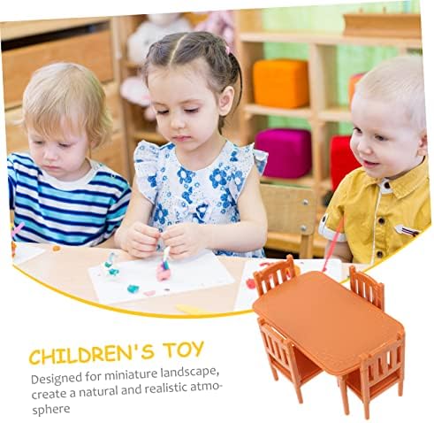 Veemoon 1 Állítsa Étkező Asztal Játékok terített Asztal Gyerekeknek Modell Tartozékok Babácskáim a Gyerekek Zsebében Szék Micro Táj Dekoráció