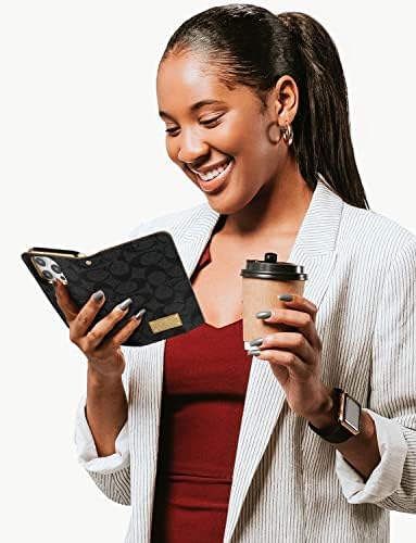 Luxus Pénztárca Bőr tok Kompatibilis az iPhone 13 Pro csuklópánt a Nők, Lányok, Klasszikus Tervező PU Bőr Cipzár Táska Kártya Birtokosa