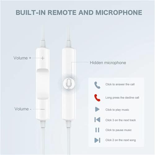 2 Csomag-Apple iPhone Fülhallgató, Fejhallgató, Vezetékes Fülhallgató [Apple Mpi Hitelesített](Beépített Mikrofon & Volume Control) Zaj Leválasztó