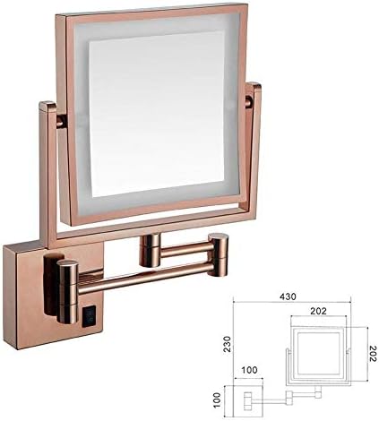 LIANXIAO - Fürdőszoba Borotválkozó Tükör Falra Szerelhető, USB-Töltés, Vezeték nélküli LED-es Megvilágított sminktükör, 3X Nagyítás