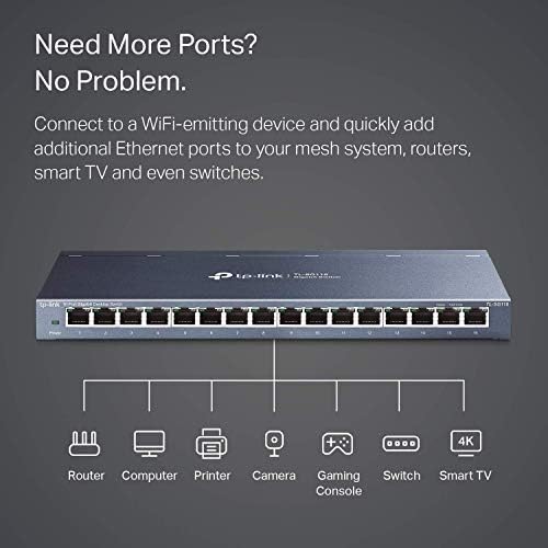 TP-Link 16 Port Gigabit Ethernet Hálózati Kapcsoló | Desktop/ Wall-Mount | Életre szóló Védelem | ventilátor nélküli | Masszív