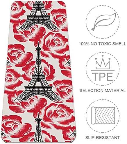 Siebzeh Párizs Rose Eiffel-Torony Prémium Vastag Jóga Szőnyeg Környezetbarát Gumi Health&Fitness Csúszásmentes Alátét Minden Típusú