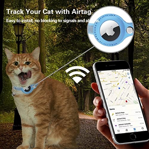 WAPSAT Airtag Macska Nyakörv, Macska Nyakörv Harangok, Fényvisszaverő GPS Macska Nyakörv, Anti-Elveszett Macska Tracker Nyakörv Állítható