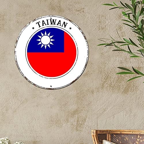 Tajvan Alumínium Fém Koszorú Alá Tajvani Nemzeti Zászló Alumínium Kerek Adóazonosító Jel Klub Dekoráció Vintage Stílusú Rozsda
