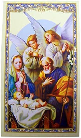 Karácsonyi Betlehemes valamint Őrző Angyal, Szent Ima Kártya, 4 1/8 Inch, Csomag 20