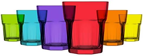 lav Színes Poharakat Készlet 6 - Színezett Üveg Poharak 10.25 Oz - Színes ivópohár - Multicolor Víz Pohár Szett - Made in Europe