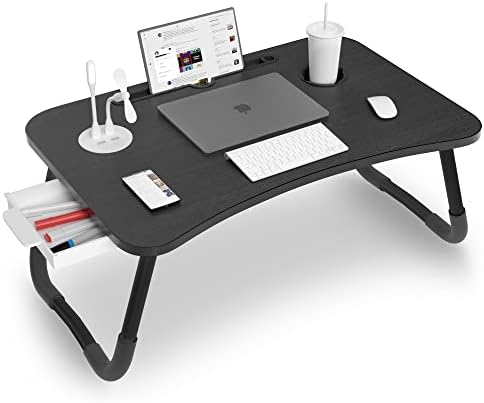 Laptop Asztal, Astoryou Hordozható Laptop Tálcára, Asztal Laptop Állvány Olvasás tartó USB Töltés Port/pohártartó/Tároló Fiók Dolgozó,