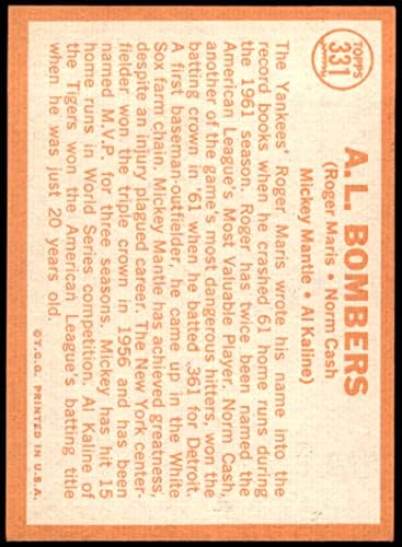 1964 Topps 331 AL Bombázók Mickey Mantle/Al Kaline/Roger Maris/Norm Készpénz 2 - Yankees / 2 - Tigrisek (Baseball Kártya) EX+