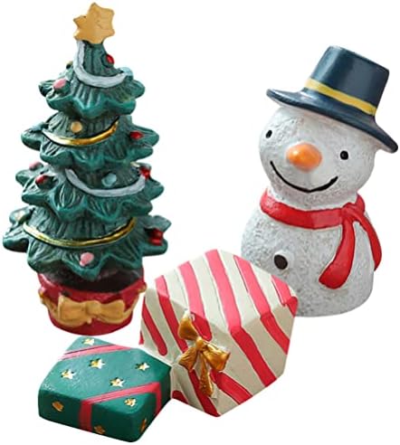Yardwe 3 Db Karácsonyi Miniatűr Figurákat Mini Gyanta Hóember, karácsonyfa díszdobozban Dísz Xmas Micro Táj Dekoráció Karácsonyi DIY Tündérek
