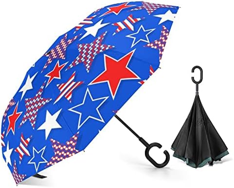 USA Csillagok Fordított Esernyő Szélálló Fordított Összecsukható Esernyő a C-Alakú Fogantyú a Férfiak Nők