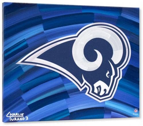 Los Angeles Rams 16 x 20 Logó Kék Absztrakt Háttér Galéria Csomagolva Megszépült Giclee - Eredeti NFL Művészet, Nyomatok