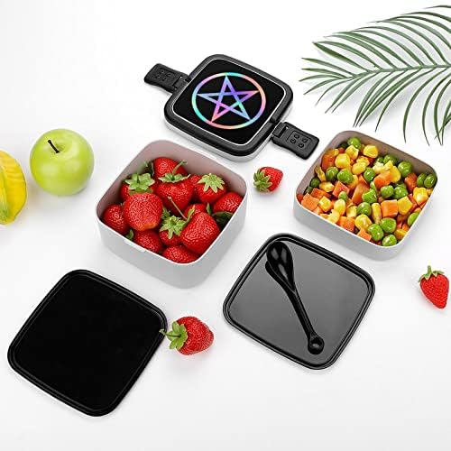 Magic Bright Pentagram Ebédet Hordozható Double-Layer Bento Box Nagy Kapacitású Ebéd Tartály Élelmiszer-Tartály Kanál