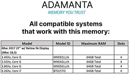 Adamanta 64 gb-os (4x16GB) Memória bővítés Kompatibilis 2017 Apple iMac 27, 5K-s Retina Kijelző DDR4 2400MHz PC4-19200 SODIMM 2Rx8 CL17
