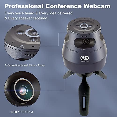 Monotakou Videó Konferencia Kamera, 1080P 360 Webkamera 8 Mikrofon,2 Videó Mód, AI Hang/Arc/. Ábra Rögzítése, Konferencia Terem Kamera TF Kártya