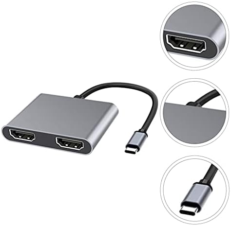 SOLUSTRE Videó Adaptert, Hub Multi Monitor Adapter 4K USB-C-Dual 4 az 1-ben hordozható Hordozható Adatok Powered Hub USB-Hub Alumínium Többportos