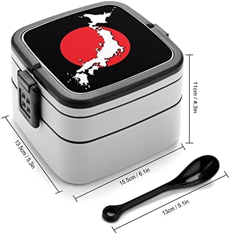 Japán Zászló Térkép Vicces Egy Bento Box Ebéd Tartály Kanál Utazási Munka Piknik