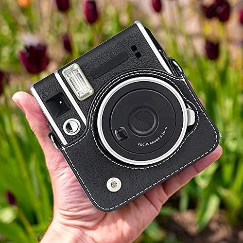 MUZIRI KINOKOO Védő Fényképezőgép tok Kompatibilis Fuji Instax Mini 40 Instant Fényképezőgép - PU bőrtok a vállpánttal - Fekete