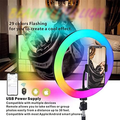 LUKEO 10 RGB Önarckép Gyűrű Fény Kör LED Fényt Szabályozható Lámpa Videó Trepied Smink Fotózás Távoli Állvány