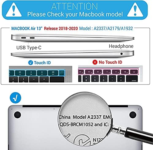 MINGDAO Kompatibilis MacBook Air 13 hüvelykes Retina kijelzős, Érintőképernyős, ID, Kemény Védő Héj a Billentyűzet Fedelét