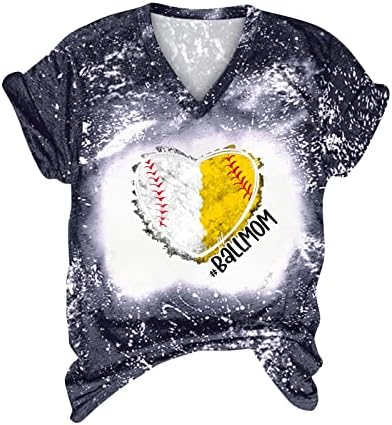 Női Nyakkendő Festék Pólók Baseball Anya Grafikus Blúz, Női V-Nyak Alkalmi Laza Fit Tshirts Nyári Divat Rövid Ujjú Felsők