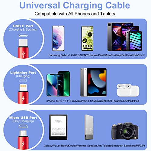Multi Gyors Töltő Kábel 4.5 Egy 2Pack 4Ft Több Töltő Kábel USB A Típusú C/Villám - /Micro-USB Port 3 az 1-ben Töltő kábel USB Kábel Mobiltelefonok,Samsung