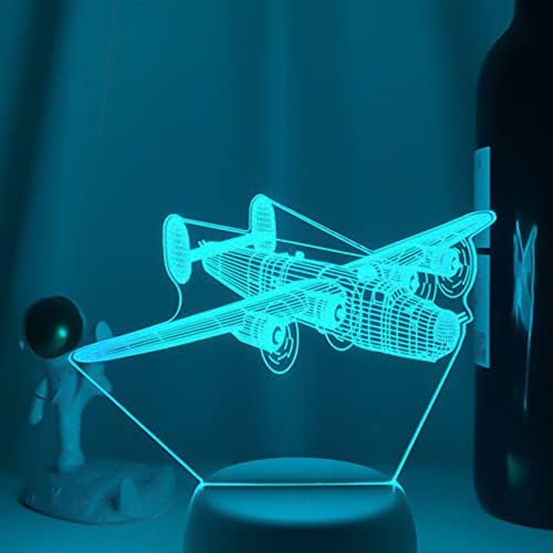 MOLLY HIESON 3D Repülőgép Éjszakai Lámpa asztali Lámpa Dekoráció Asztal Íróasztal Optikai Illúzió, Lámpák 16 színváltó LED Lámpák asztali