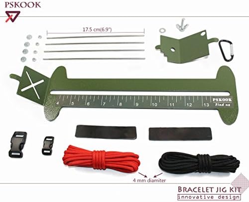 PSKOOK Paracord Karkötő Jig Készlet, Paracord Eszköz, Készlet, Állítható Hosszúságú Szövés DIY Kézműves Készítő Eszköz (katona