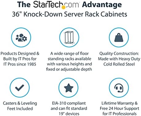 StarTech.com 22U Szerver Rack Szekrény Biztonságos Zár Ajtó - 4 Post Állítható Mélység (5.5, hogy 28.7) - 1768 lb Kapacitás & 8 Aljzat,