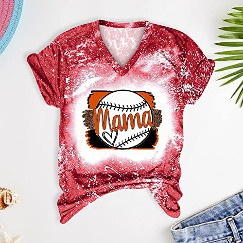 Alkalmi Női Pólók Vintage Nyakkendő Festék Baseball Grafikus Nyomtatott Maximum Alapvető Rövid Ujjú Softball Mama Pulóver Póló