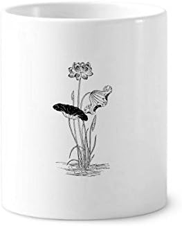 Lótusz Virág-Víz Fekete-Fehér Növény Fogkefe Tolltartó Bögre, Kerámia Állni Ceruzatartó