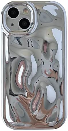 Caseative Aranyos Víz, Hullám Alakú Kamera lencsevédő Puha Kompatibilis iPhone Esetében (Ezüst,iPhone 13 Pro Max)