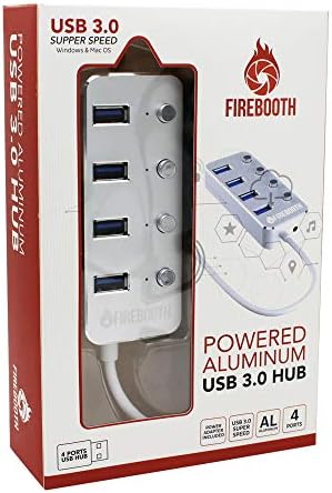 FireBooth Hajtott, 4 Port Alumínium Táplált USB 3.0 Hub, Photo Booth USB Hub, Hordozható Töltő Több Eszköz Mac, PC, Tablet, Telefon, Számítógép,