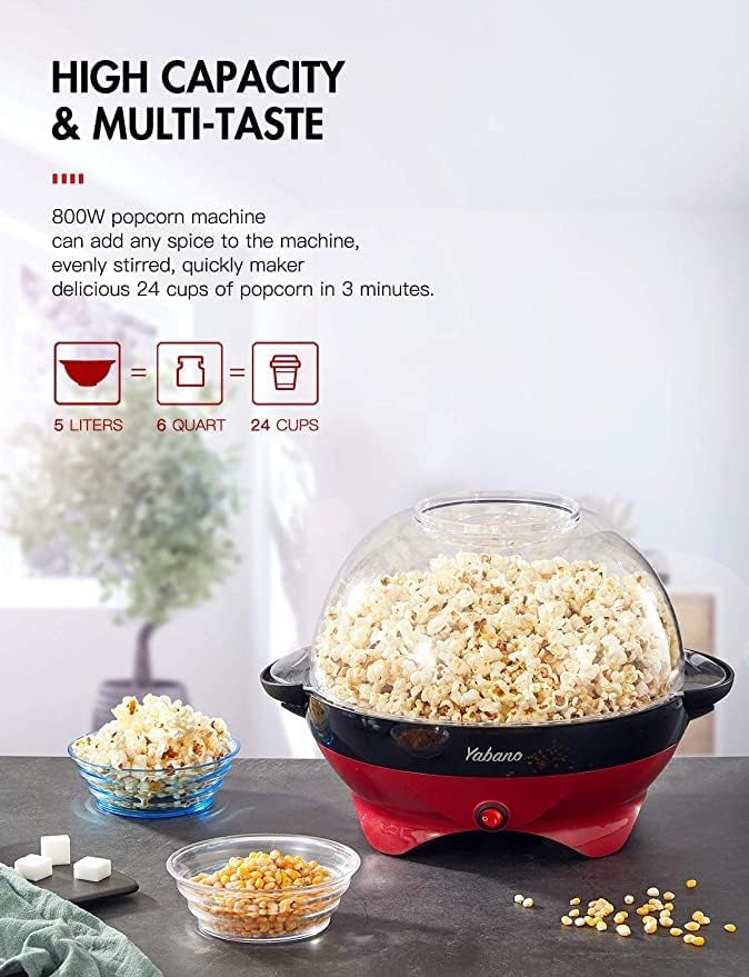 Popcorn Gép, 6-Liter Pattogatott kukorica Popper készítő, Nonstick Lemez, Elektromos Keverés Gyors-Hő Technológia, Cool Touch Fogantyú