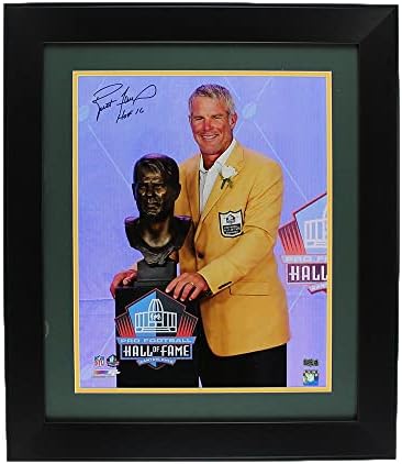 Brett Favre Aláírt Green Bay Packers Keretes 16×20 NFL-Photo Hall of Fame Beszéd a HOF 16 Felirat, - Dedikált NFL-Fotók