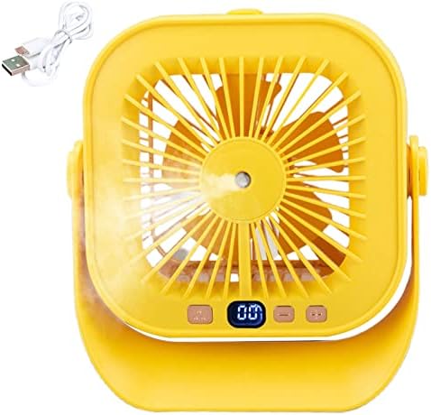 Floralby Mini Ventilátor LED Kijelző Táblázat Rajongó Többcélú Ütésálló Gyakorlati, 4 Színben 1200mAh Sárga