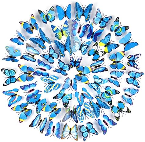 LYMOH 7cm Dekoratív Utánzat Pillangó Egyetlen Réteg Műanyag Pillangó 1 Csomag 200 Db Eladott 7CM Kék