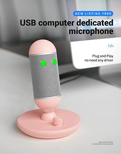 Tinsea Asztali Mikrofon RGB Lámpa Daliy Gaming USB Kondenzátor Mikrofon Laptop PC-Élő Streaming Videó Konferencia Monitor (Fehér)
