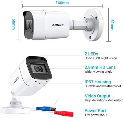 ANNKE 4K CCTV Bullet Kamera, 4 Csomag Biztonsági Kamerák, 100ft EXIR éjjellátó, IP67 Vízálló