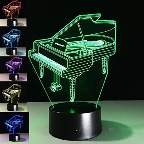 SUPERNIUDB 3D Zongora Éjszakai Fény LED USB-7 Színű LED-es asztali Lámpa Karácsonyi Játék, Ajándék