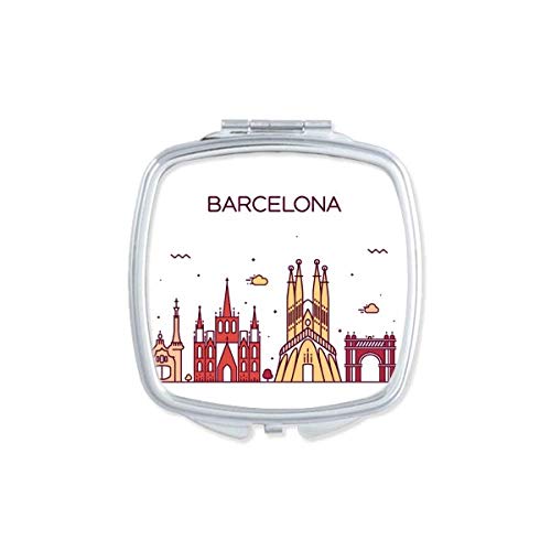 Barcelona, Spanyolország Lapos Mérföldkő Minta Tükör Hordozható Kompakt Zsebében Smink Kétoldalas Üveg