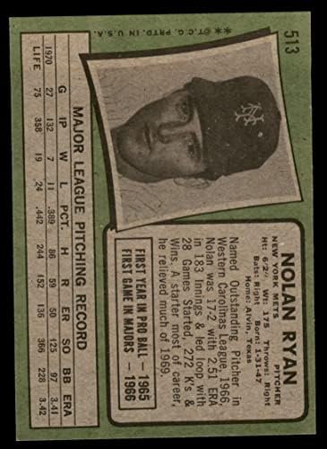 1971 Topps 513 Nolan Ryan New York Mets (Baseball Kártya) NM Mets