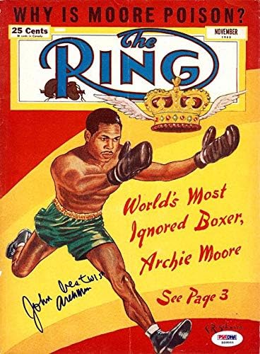 Archie Moore Aláírt A Ring Magazin címlapján John a PSA/DNS S48866 - Dedikált Boksz Magazinok