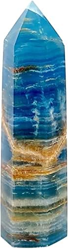 FOPURE Kék Onyx Kalcit Természetes Kvarc Kristály Torony Pálca Kő Pont Csiszolt Prizma Faragott Kő Figura Terápia Dísz Természetes