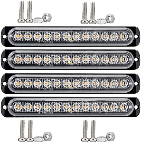 Brliantux 12-24V LED Test Oldalon Villogó figyelem Figyelmeztető Lámpa Villogó Bár vészvilágítás (Sárga, 12LED)