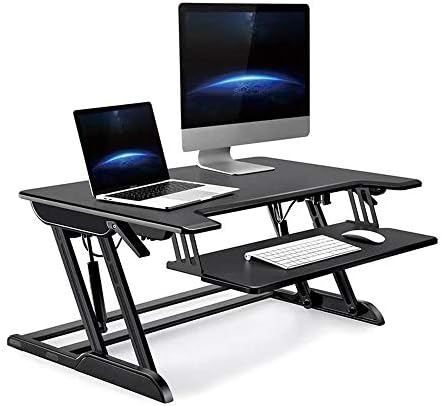 N / Fekete Magassága Állítható 36 hüvelyk Állni Asztal Átalakító Gyors Ülni, Állni, Asztali Dual Monitor Kelő