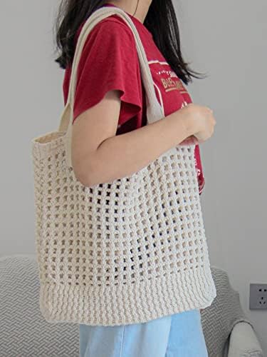 ENBEI Női Nagy Strand Tote Bags Váll Kézitáska kötött táska táska esztétikai, a Strand Hurkolt tote aranyos Tote bags