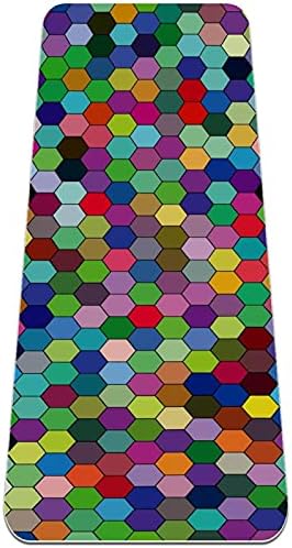 Siebzeh Színes Hatszög Geometriai Mozaik Minta Prémium Vastag Jóga Szőnyeg Környezetbarát Gumi Health&Fitness Csúszásmentes Alátét Minden