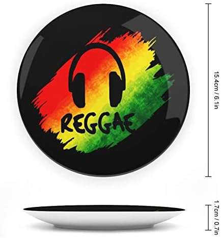 A Reggae Zene Jamaicában Rasta Nyomtatott Kínai porcelán Díszítő Tányér Kerek Tányér Kézműves Display Állvány Home Office Fal