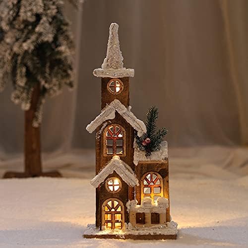 YHQSYKS Karácsonyi LED, Fából készült Ház, Világító Kabin Boldog Karácsonyi Dekoráció az Otthoni DIY karácsonyfa Díszek Gyerekek